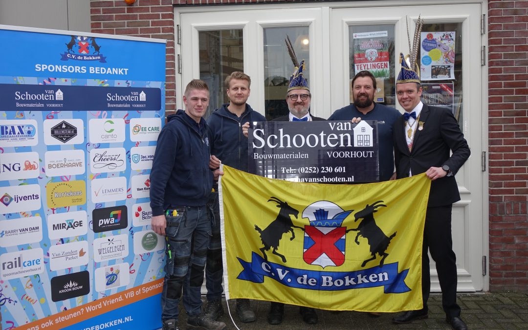 Van Schooten bouwmaterialen hoofdsponsor Carnavalsvereniging de Bokken